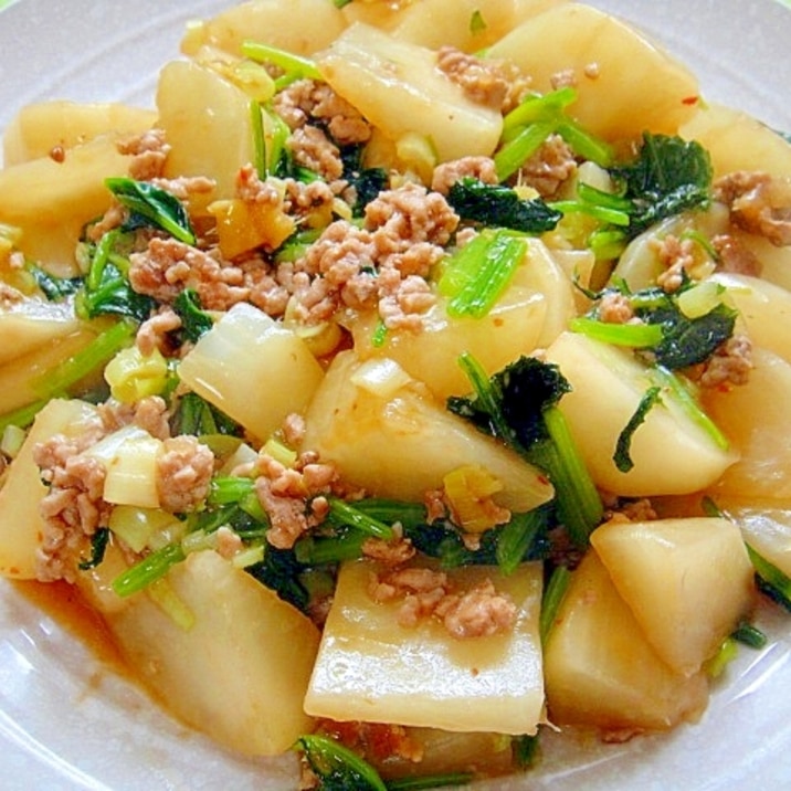 カブとほうれん草の中華風そぼろ炒め煮 レシピ 作り方 By Mint74 楽天レシピ